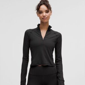 NWOT Lululemon It’s Rulu Cropped Half Zip Top Black Large